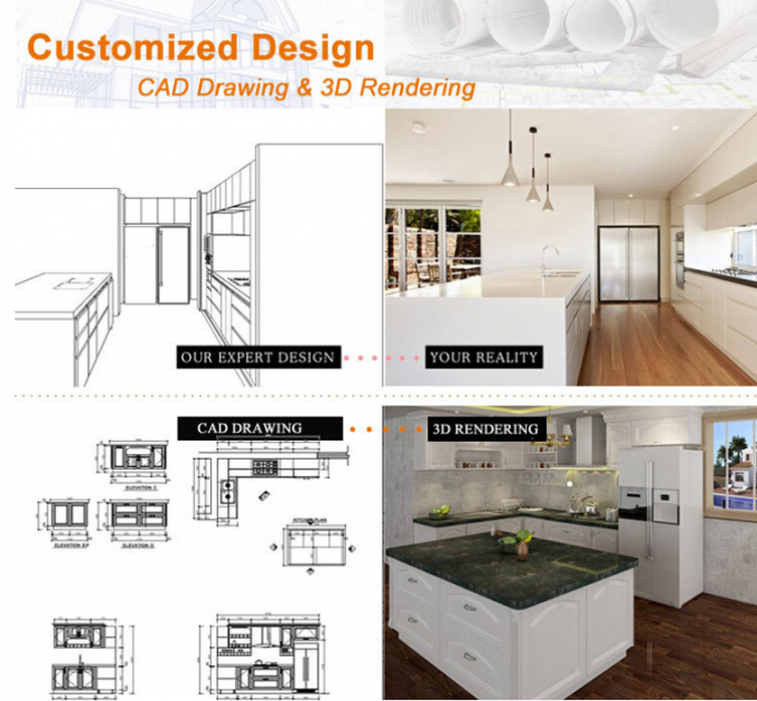 Luxusfertigschrank-Spanplatten-Küchenschränke mit vorgeschnittenen Granit Countertops