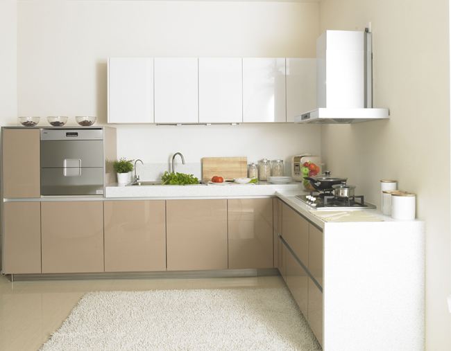 L formen gedrängte hölzerne Küchenschränke/einfache Spanplatten-Küchenschrank-Türen