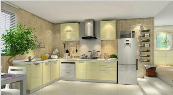 PVCeinbaufertige Hauptspanplatten-Küchenschränke mit lamellenförmig angeordnetem Kantenstreifen