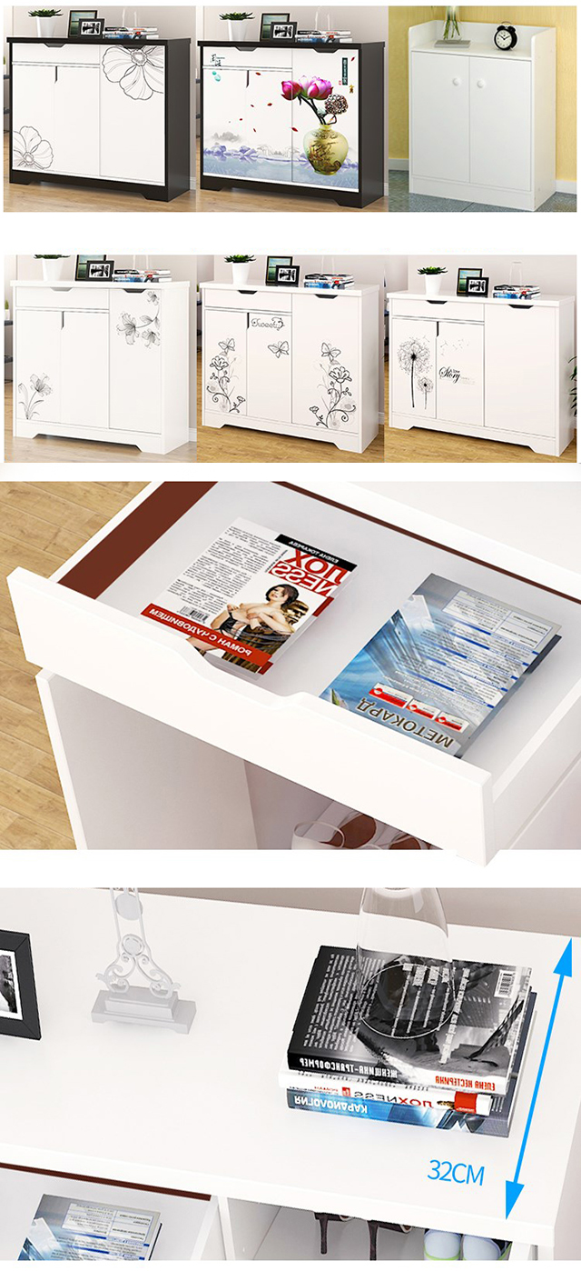 Weißes einfaches Art-Spanplatten-Schuhregal-bequemes Melamin-überzogenes Kabinett