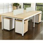 Four Person Use MDF Particle Board Tables / Workstation Dark Wood Computer Desk