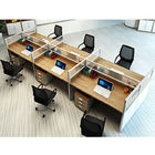 Four Person Use MDF Particle Board Tables / Workstation Dark Wood Computer Desk